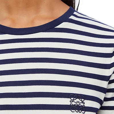 (W) LOEWE SS24 海軍藍條紋修身短袖T恤。 S359Y22X55-4933 Sizing (W) LOEWE SS24 海軍藍條紋修身短袖T恤。 S359Y22X55-4933