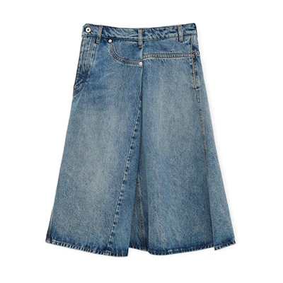 (Women) LOEWE SS25 Asymmetric Denim Maxi Skirt Blue S359Y1EX20-6395