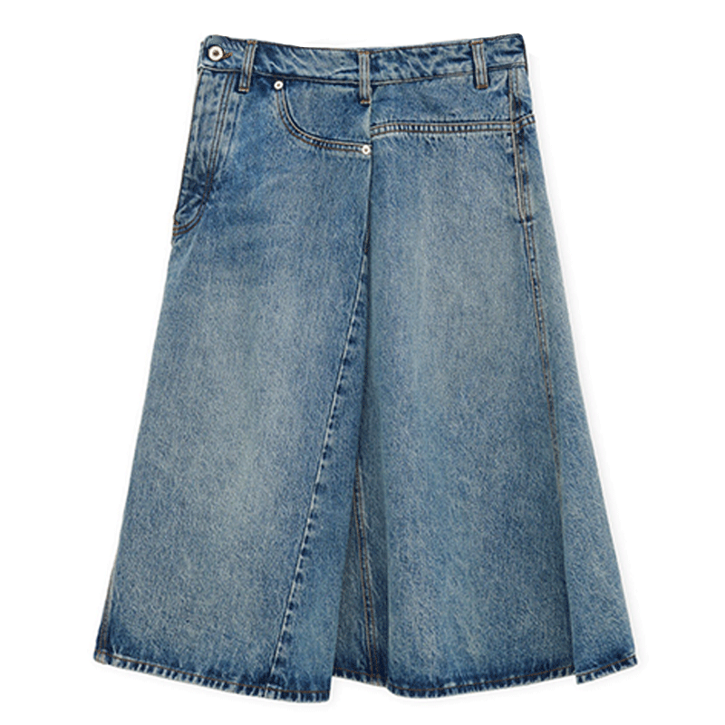 Order (W) ロエベ SS25 アシンメトリーデニムマキシスカート ブルー S359Y1EX20-6395