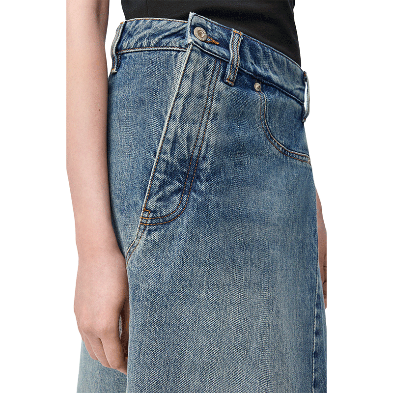 Details for (W) ロエベ SS25 アシンメトリーデニムマキシスカート ブルー S359Y1EX20-6395