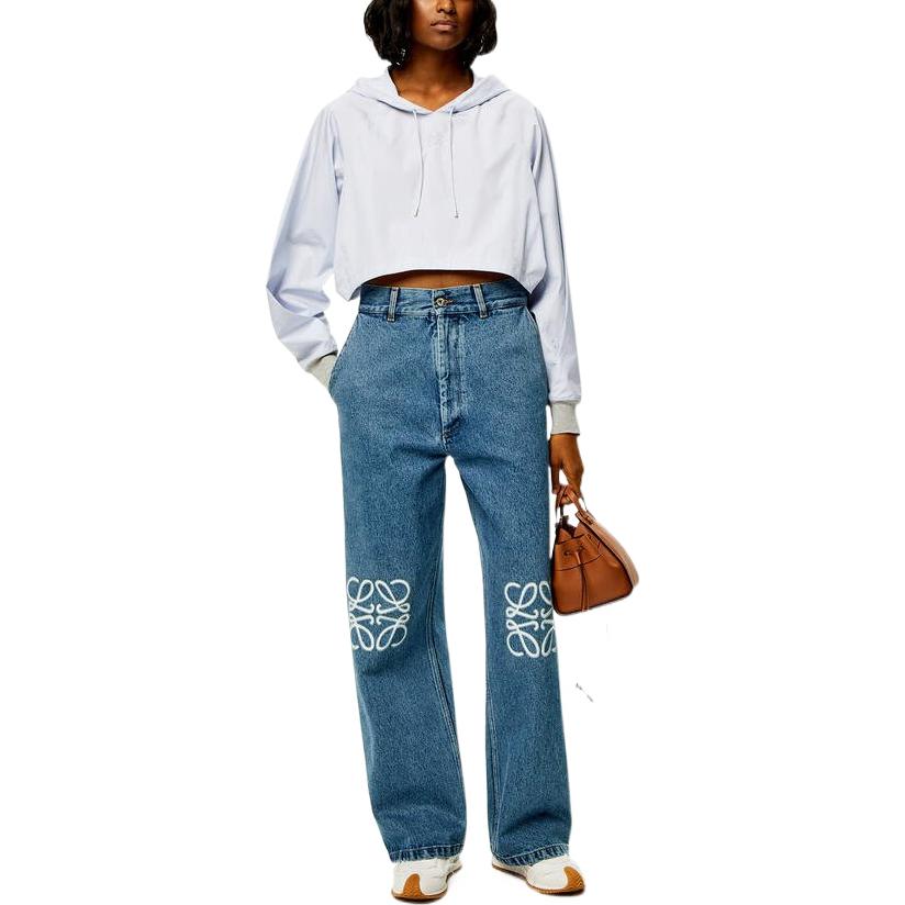 Lookbook (W) ロエベ SS25 ロゴ デニム コットン ルーズフィット ジーンズ - ブルー. S359Y11X43-5320