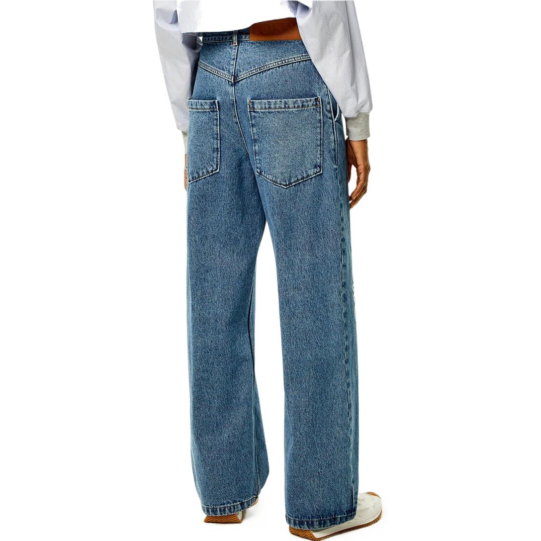 Purchase (W) ロエベ SS25 ロゴ デニム コットン ルーズフィット ジーンズ - ブルー. S359Y11X43-5320