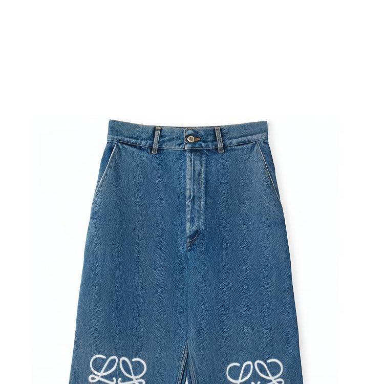 Details for (W) ロエベ SS25 ロゴ デニム コットン ルーズフィット ジーンズ - ブルー. S359Y11X43-5320