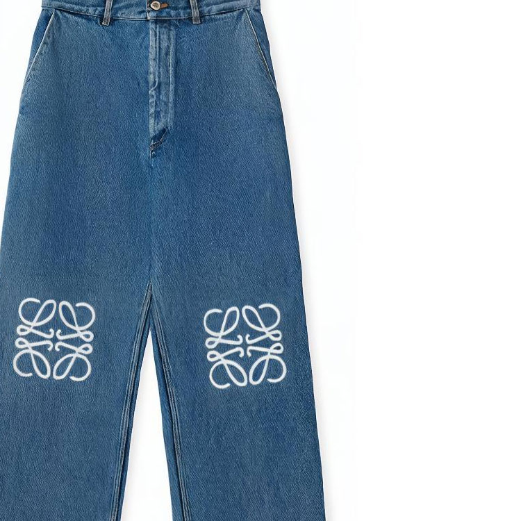 Sizing (W) ロエベ SS25 ロゴ デニム コットン ルーズフィット ジーンズ - ブルー. S359Y11X43-5320