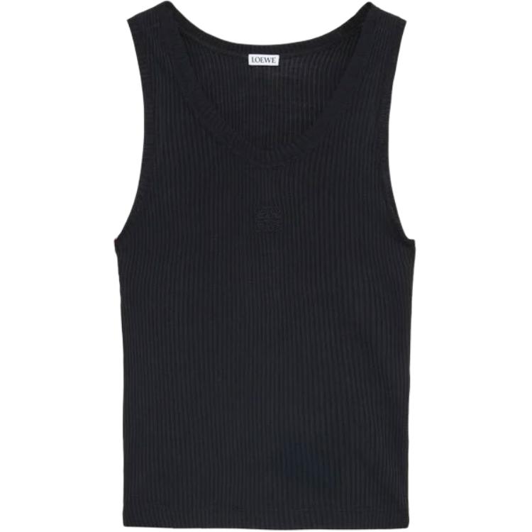 (Women) LOEWE SS25 Black Silk Sleeveless Tank Top S540Y23X46-1100