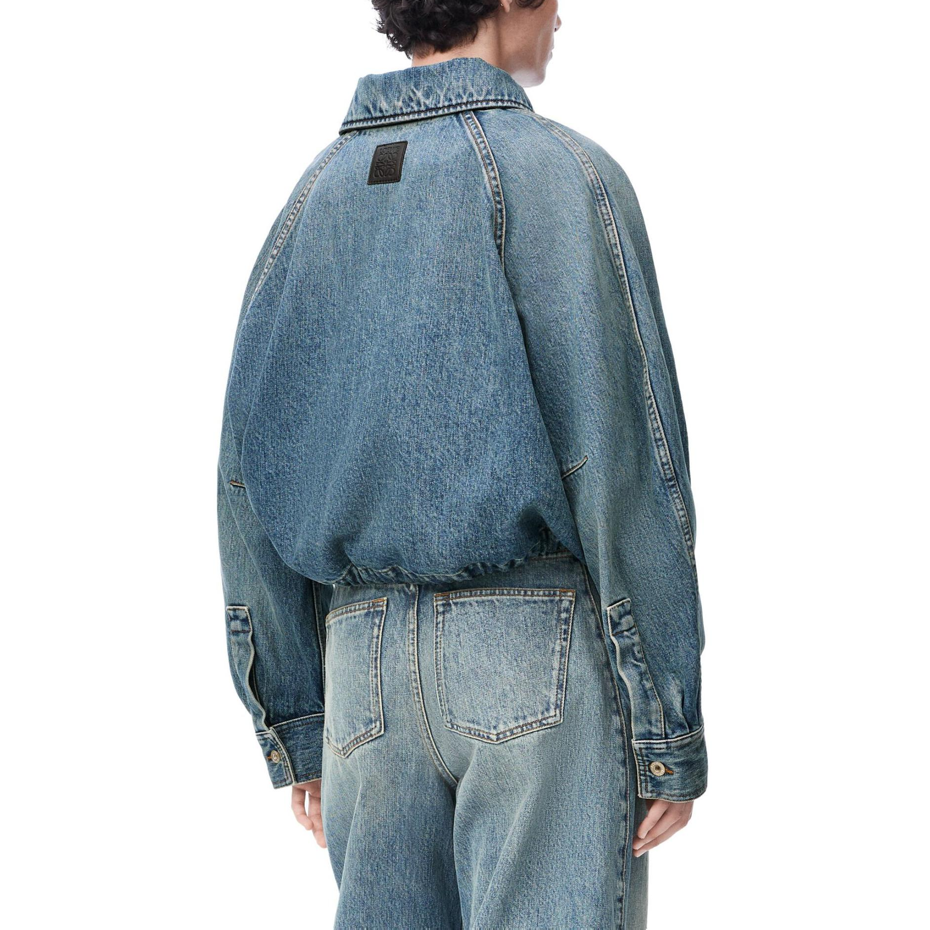 Shop (W) 로에베 SS25 솔리드 포켓 지퍼 자켓 블루 색상 S359Y50X82-6395