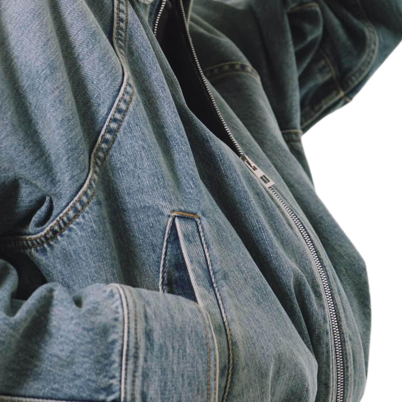 Details for (W) 로에베 SS25 솔리드 포켓 지퍼 자켓 블루 색상 S359Y50X82-6395