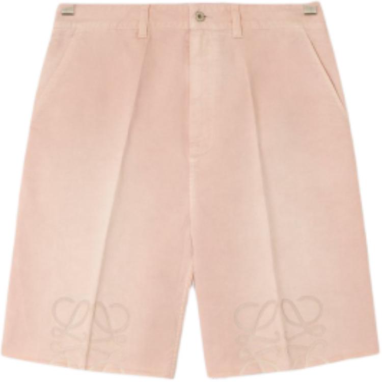 Order (W) 로에베 SS25 워시드 핑크 로우라이즈 버튼 트윌 캐주얼 반바지 여성. S616Y1GX05-7200