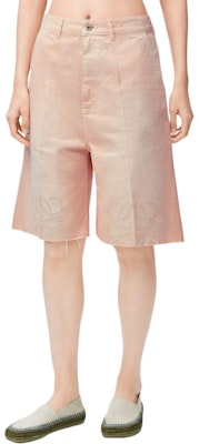 (Women) LOEWE SS25 Washed Pink Low-Rise Button Twill Casual Shorts Women. S616Y1GX05-7200 Purchase (Women) LOEWE SS25 Washed Pink Low-Rise Button Twill Casual Shorts Women. S616Y1GX05-7200