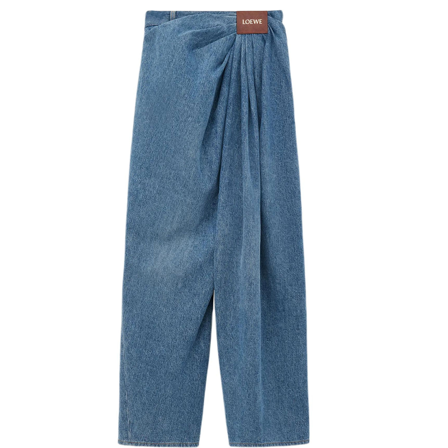 (Women) LOEWE SS26  High-Waisted Loose Wide-Leg Jeans in Dark Blue. S540Y11X96-5380