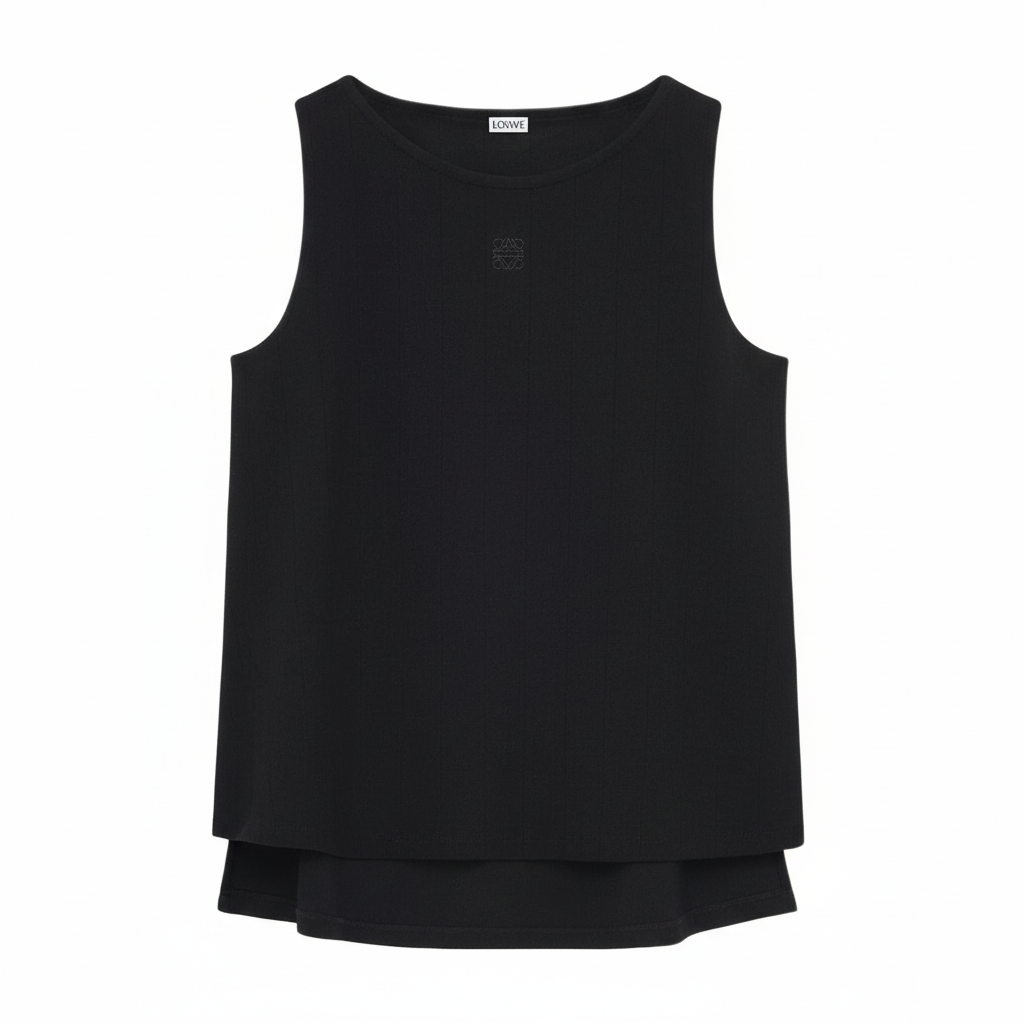 (Women) LOEWE SS26 Asymmetrical Hem Embroidered Sleeveless Tank Top Women. S359Y23XAT-1100