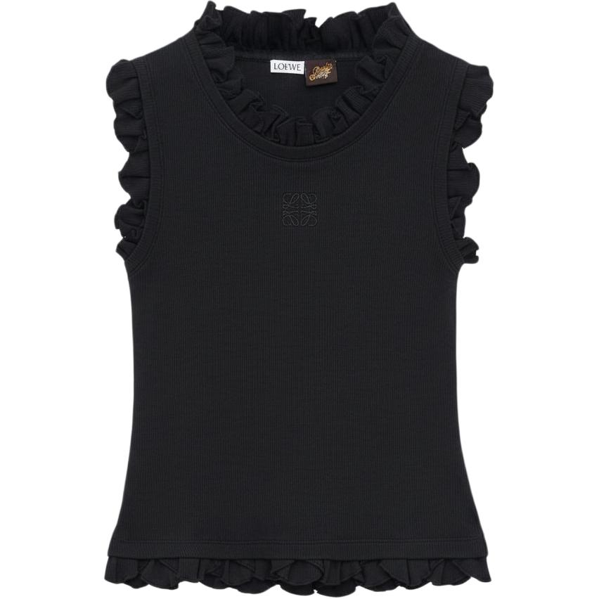 (Women) LOEWE SS26 Stretch Ribbed Cotton Crewneck Tank Top S616Y23X53-1100