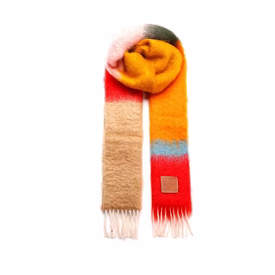 (Women) LOEWE Striped Patch Knit Scarf Rose Pink F526487X077213