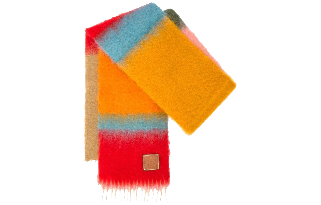 Lookbook (W) LOEWE 條紋拼接針織圍巾 玫瑰粉色 F526487X077213