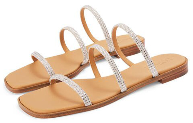 (W) LOEWE Suede and Crystal Flat Lace-Up Sandals 'Silver' 圖 3