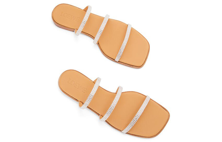 (W) LOEWE Suede and Crystal Flat Lace-Up Sandals 'Silver' 圖 4