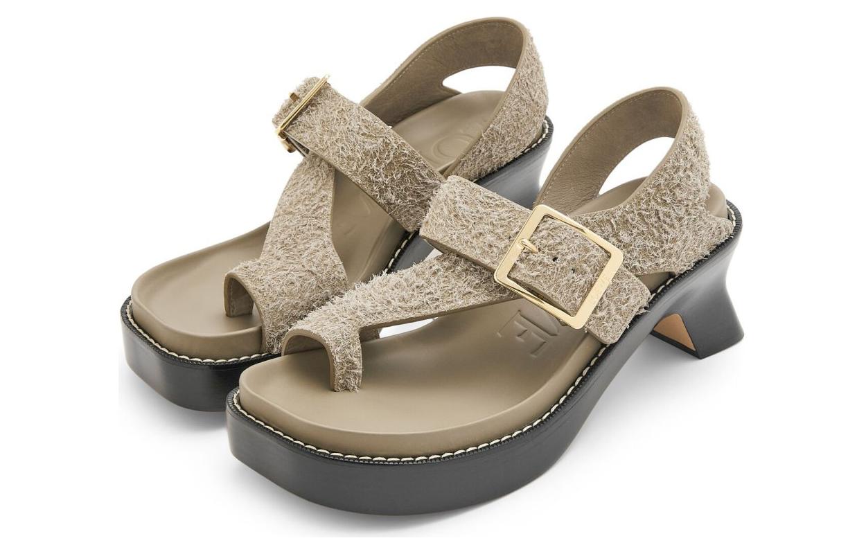 (W) LOEWE Suede CMFTable Versatile Slide Sandals 'Grey' 圖 3