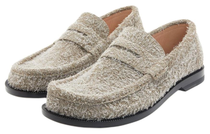 Lookbook (W) LOEWE Sepatu Loafer Platform Suede 'Hijau Khaki' L815290X14-4160