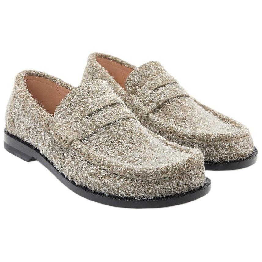 Shop (W) LOEWE Sepatu Loafer Platform Suede 'Hijau Khaki' L815290X14-4160