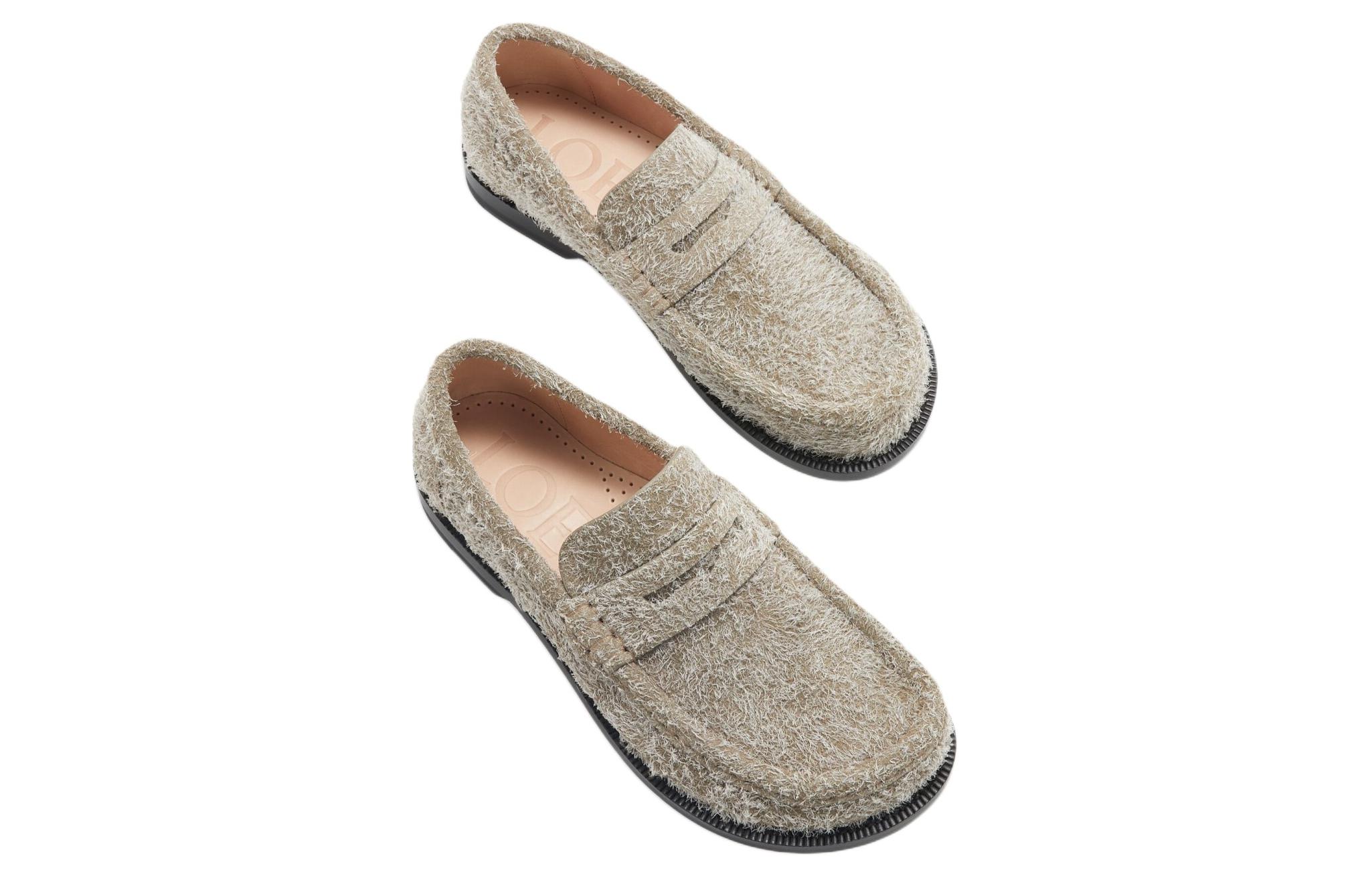 Purchase (W) LOEWE Sepatu Loafer Platform Suede 'Hijau Khaki' L815290X14-4160