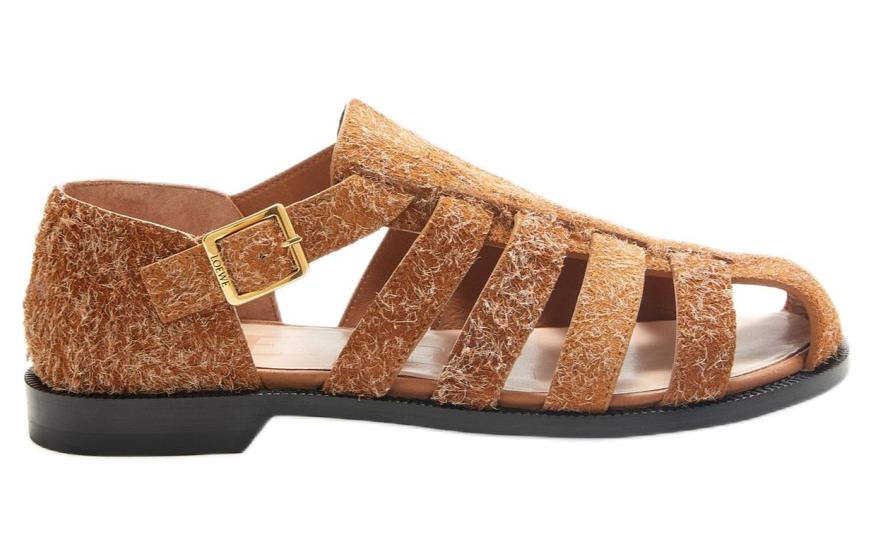 Order (Women) LOEWE Suede Round Toe Buckle 'Roman Sandal - Brown' L814465X91-2530