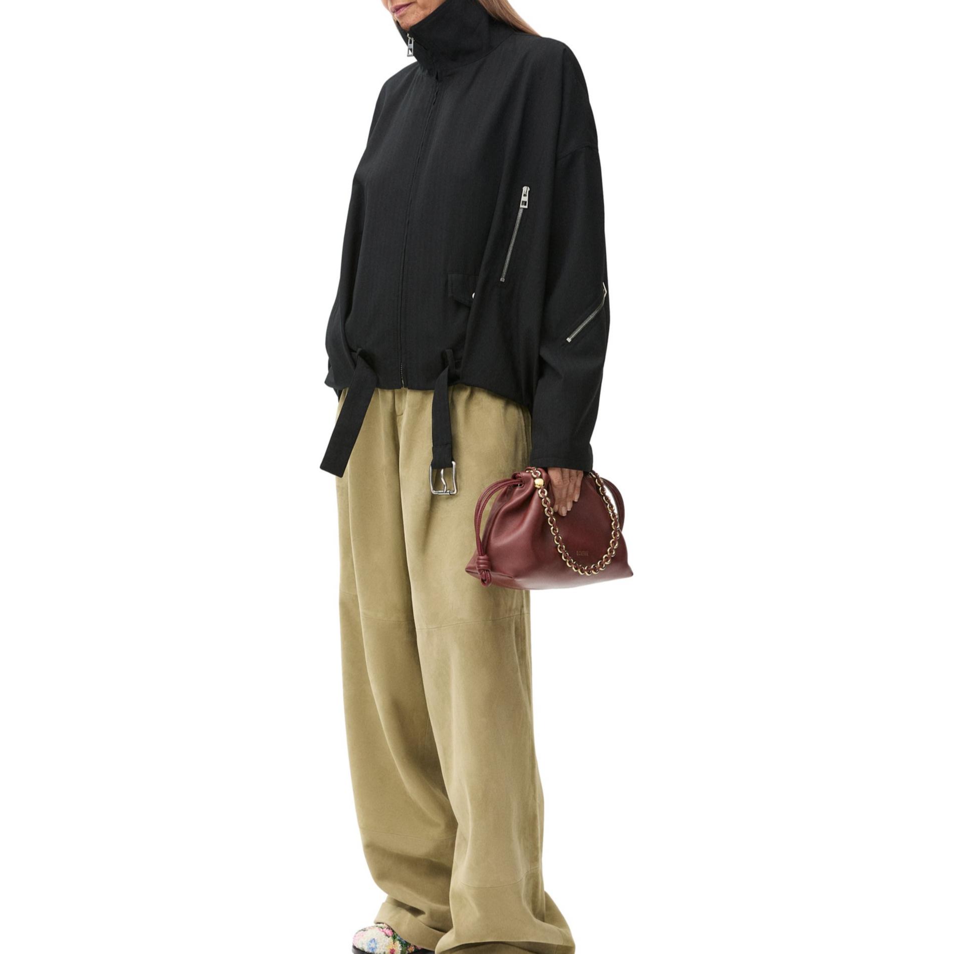 Shop (W) LOEWE 羊毛紋理氣球外套 女款 黑色 S540Y02XBD-1100