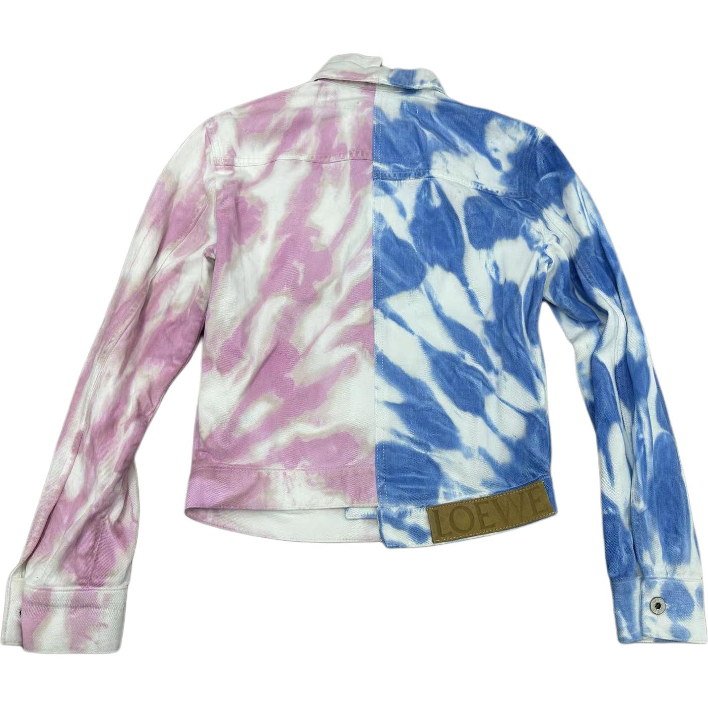 Lookbook (W) 로에베 타이다이 컬러블록 여성용 멀티컬러 데님 자켓. S616330X05