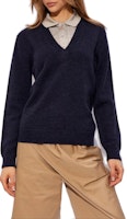 (W) LOEWE 错视效果海军蓝羊毛真丝V领女款长袖毛衣。 S540Y14KEQ-4936 Details for (W) LOEWE 错视效果海军蓝羊毛真丝V领女款长袖毛衣。 S540Y14KEQ-4936