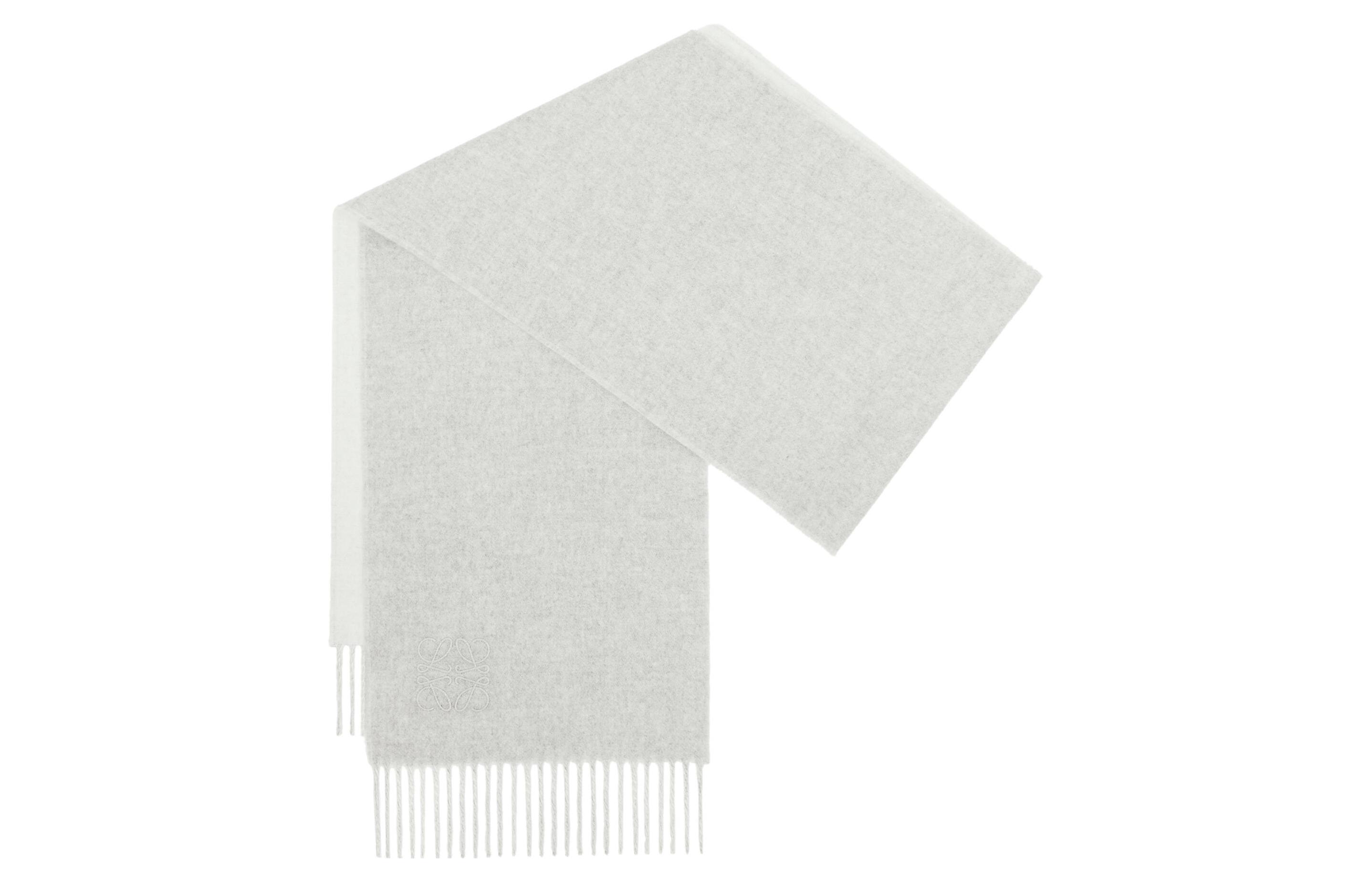 Lookbook (Women) LOEWE Two-Tone Tassel Knit Scarf  White/Light Grey F810250X01-2013