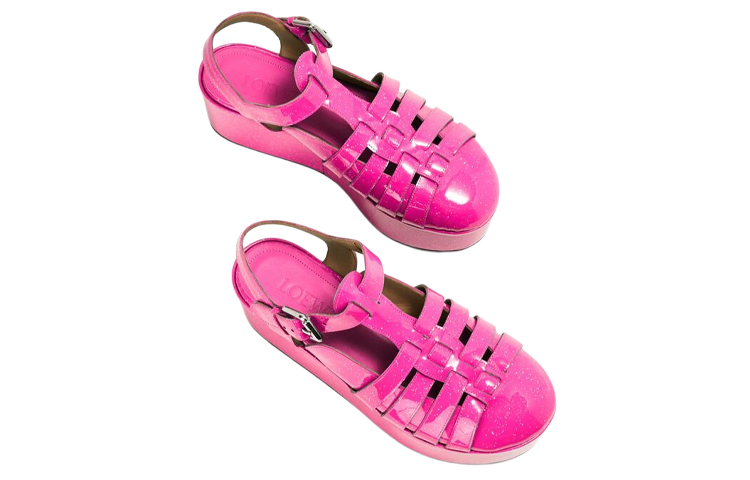 Shop (Women) LOEWE Wedge Heel Roma Sandal 'Fluorescent Pink' L815S10X13-7540