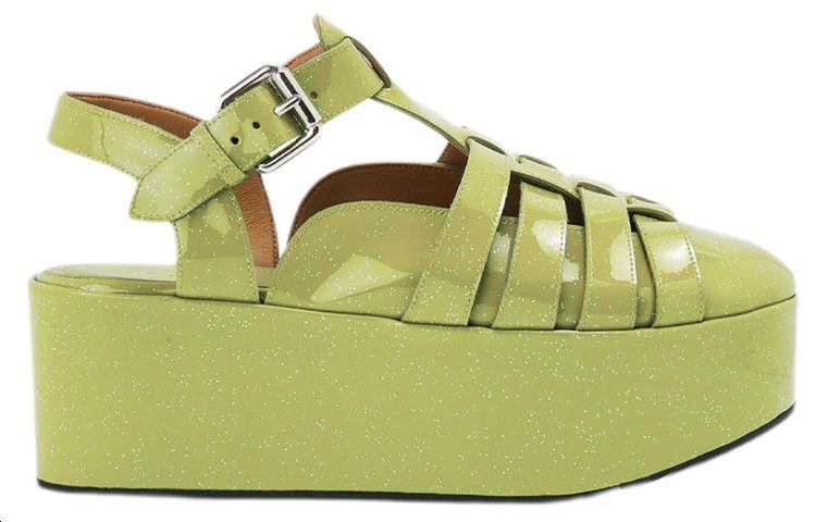 Order LOEWE 小牛皮坡跟羅馬涼鞋 女款 綠色