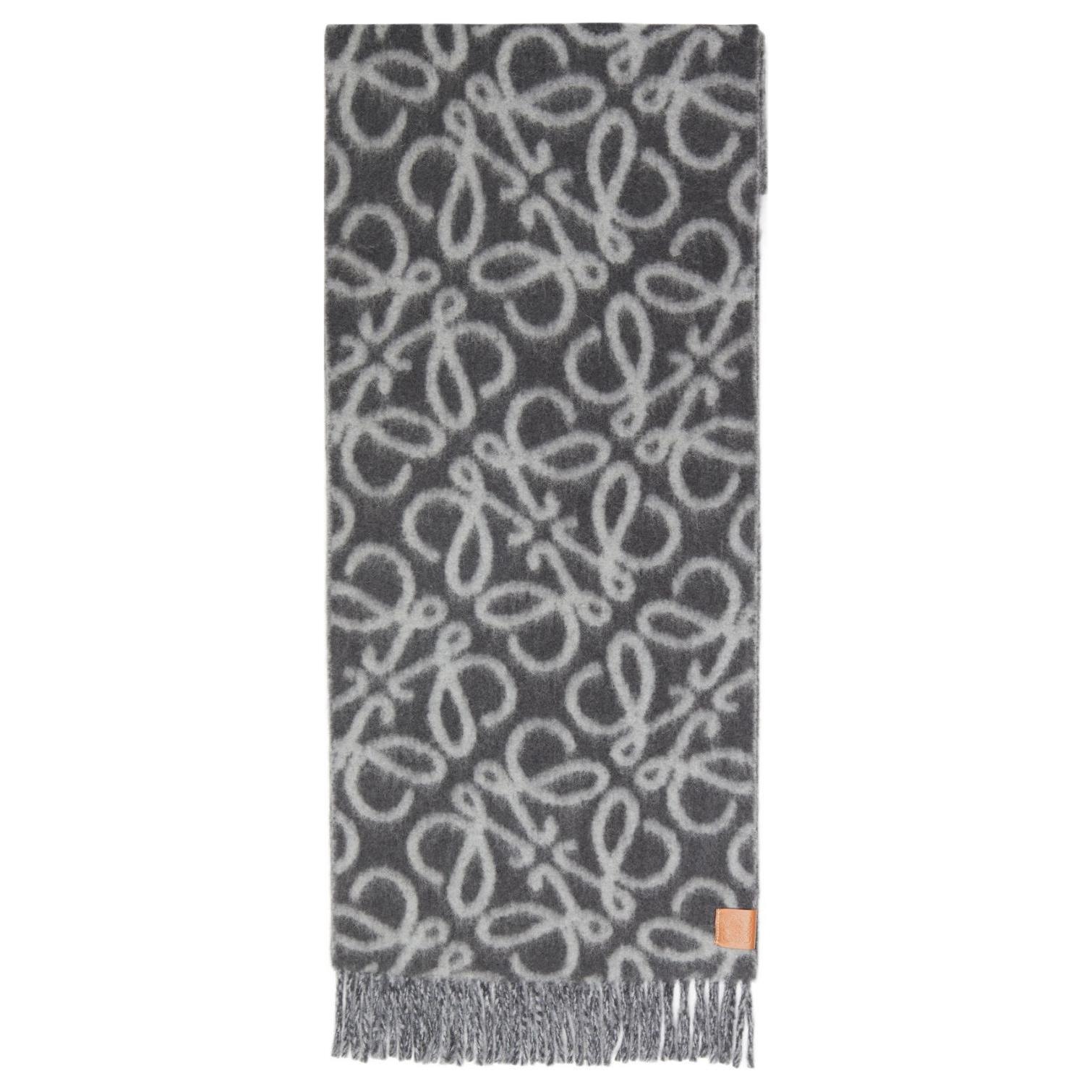 Order (Women) LOEWE Wool Knit Scarf with Logo - Grey LOE25Q65BCKZZZZZ00