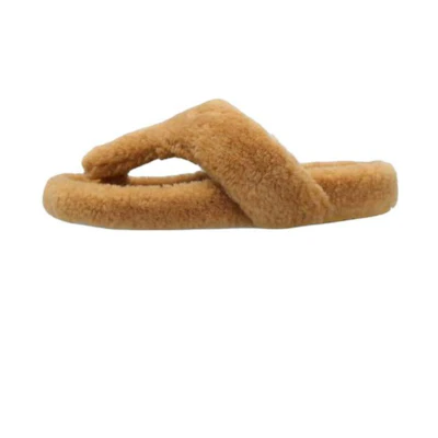 (W) LOEWE Wool Round Toe Open-Toe Flip Flops 'Brown'