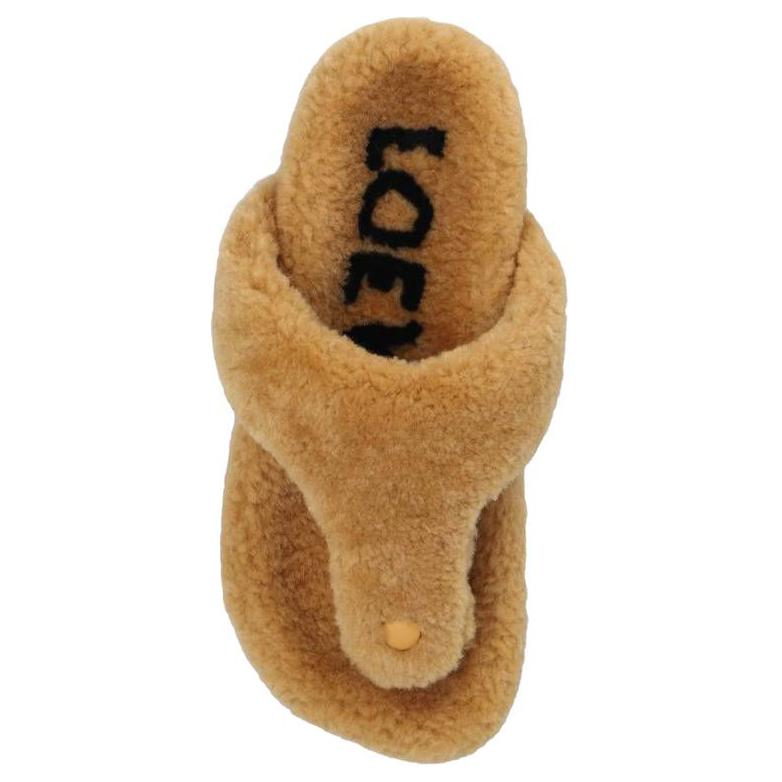 (W) LOEWE Wool Round Toe Open-Toe Flip Flops 'Brown' 圖 4