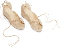 LOEWE羅意威 布料 系帶圓頭坡跟 時尚涼拖 女款 淺褐色 Purchase LOEWE羅意威 布料 系帶圓頭坡跟 時尚涼拖 女款 淺褐色