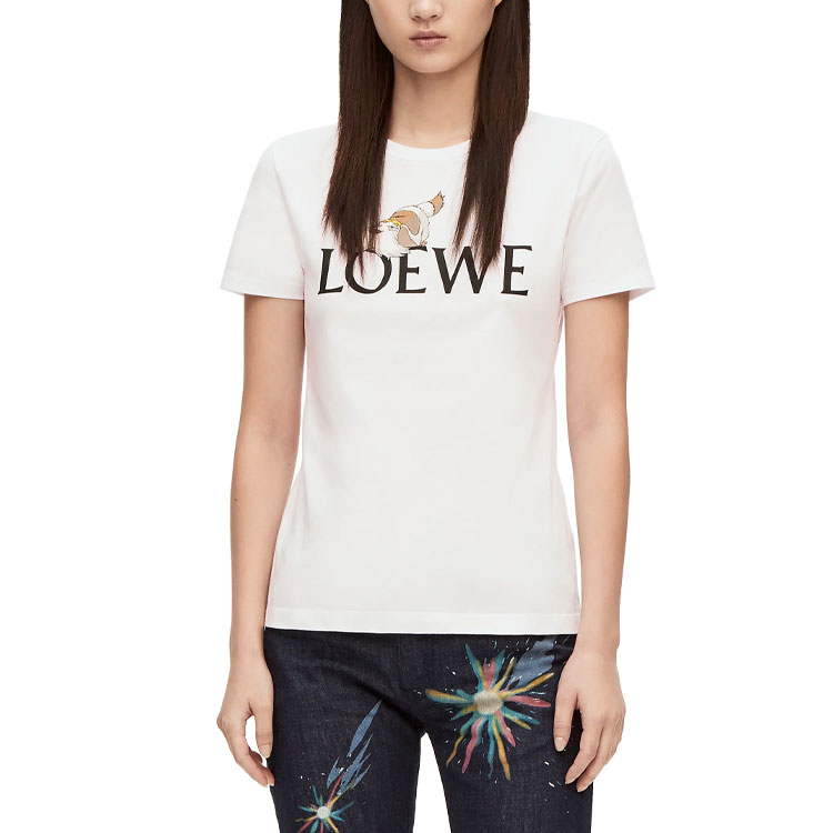 Shop (W) LOEWE x 霍爾的移動城堡 SS23 白色 Logo 印花T恤 SB44Y22X12-2100