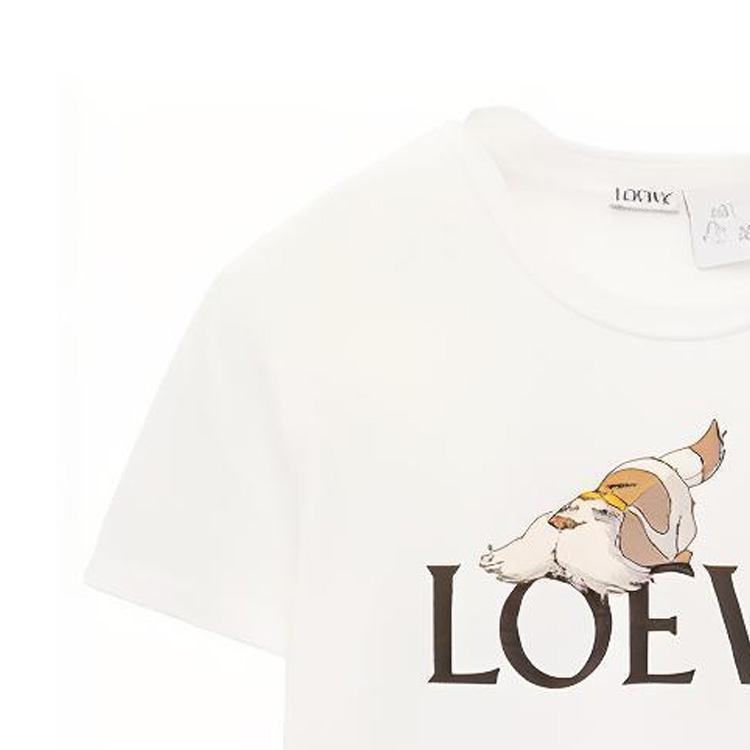 Details for (W) LOEWE x 霍爾的移動城堡 SS23 白色 Logo 印花T恤 SB44Y22X12-2100