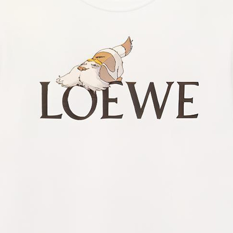 Cheap (W) LOEWE x 霍爾的移動城堡 SS23 白色 Logo 印花T恤 SB44Y22X12-2100