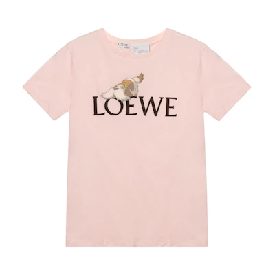(Women) LOEWE Howl's Moving Castle SS23 Pink Logo Print T-Shirt. SB44Y22X12-2060