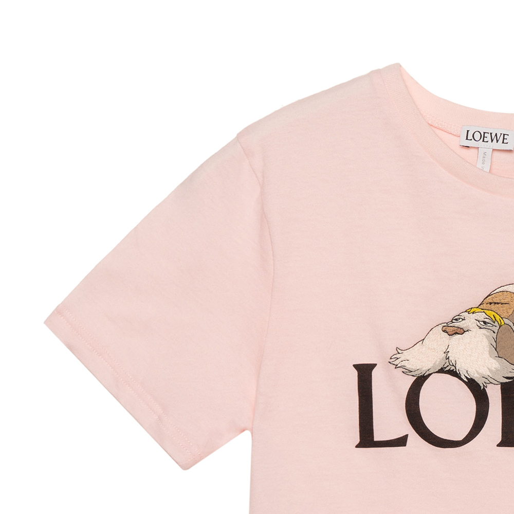 Sizing (Women) LOEWE x Howl's Moving Castle SS23 Pink Logo Print  T-Shirt. SB44Y22X12-2060
