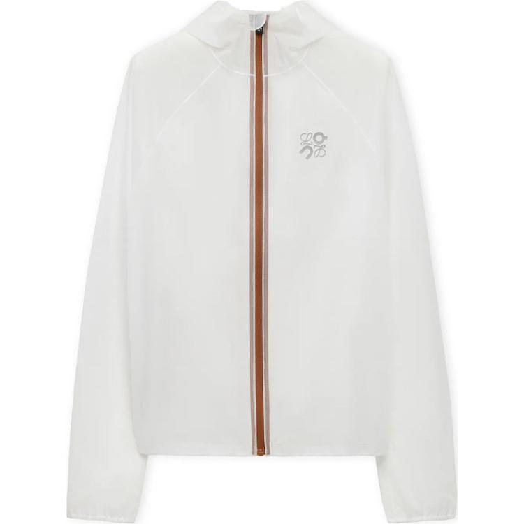 (Women) LOEWE On Running  White Hoodie Zip Jacket SS24 Loose Fit with Logo. S929Y02W01-2100