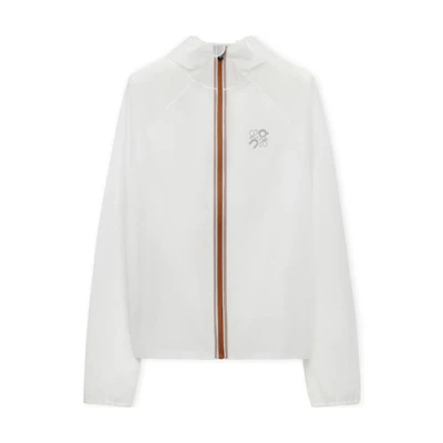 (Women) LOEWE On Running White Hoodie Zip Jacket SS24 Loose Fit with Logo. S929Y02W01-2100
