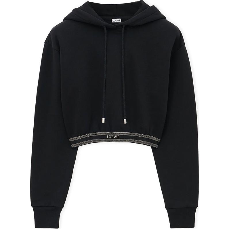 (Women) LOEWE x On Running FW24  Black Logo Knit Hoodie. S359Y25X45-1100