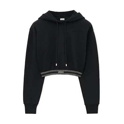 (Women) LOEWE On Running FW24 Black Logo Knit Hoodie. S359Y25X45-1100