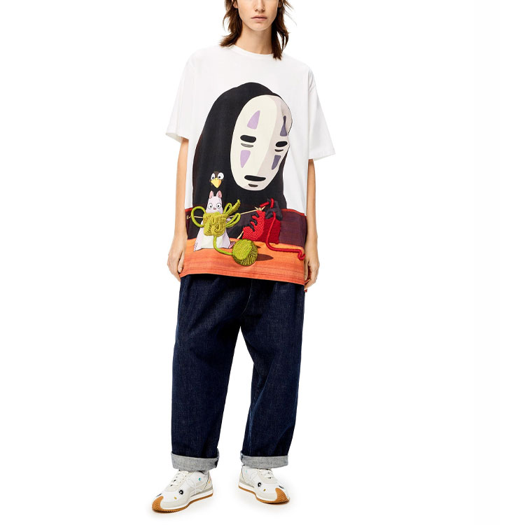 (Women) LOEWE Spirited Away No-Face Cartoon Print Cotton T-Shirt White SS22  Gift. S928Y22J06-9990 圖 3