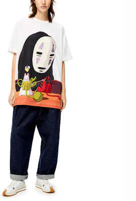 (W) ロエベ × 千と千尋の神隠し カオナシプリント コットンTシャツ ホワイト SS22 ギフト S928Y22J06-9990 Lookbook (W) ロエベ × 千と千尋の神隠し カオナシプリント コットンTシャツ ホワイト SS22 ギフト S928Y22J06-9990