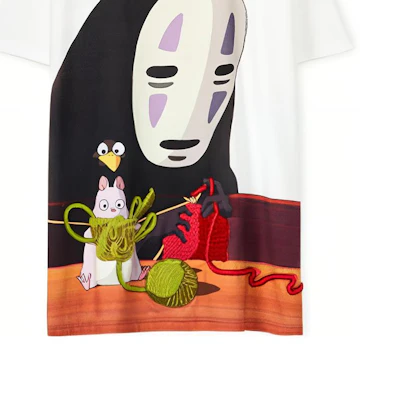(W) ロエベ × 千と千尋の神隠し カオナシプリント コットンTシャツ ホワイト SS22 ギフト S928Y22J06-9990 Sizing (W) ロエベ × 千と千尋の神隠し カオナシプリント コットンTシャツ ホワイト SS22 ギフト S928Y22J06-9990