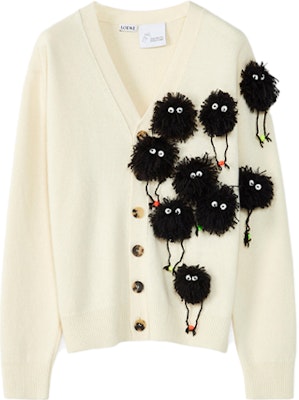 (Women) LOEWE x Spirited Away SS22 Beige Pom-Pom Wool Knit Cardigan for Women S928Y16K01-2425 Order (Women) LOEWE x Spirited Away SS22 Beige Pom-Pom Wool Knit Cardigan for Women S928Y16K01-2425