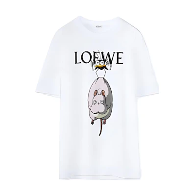 (Women) LOEWE Spirited Away SS22 White Cartoon Print Cotton T-Shirt S928Y22J08-2016