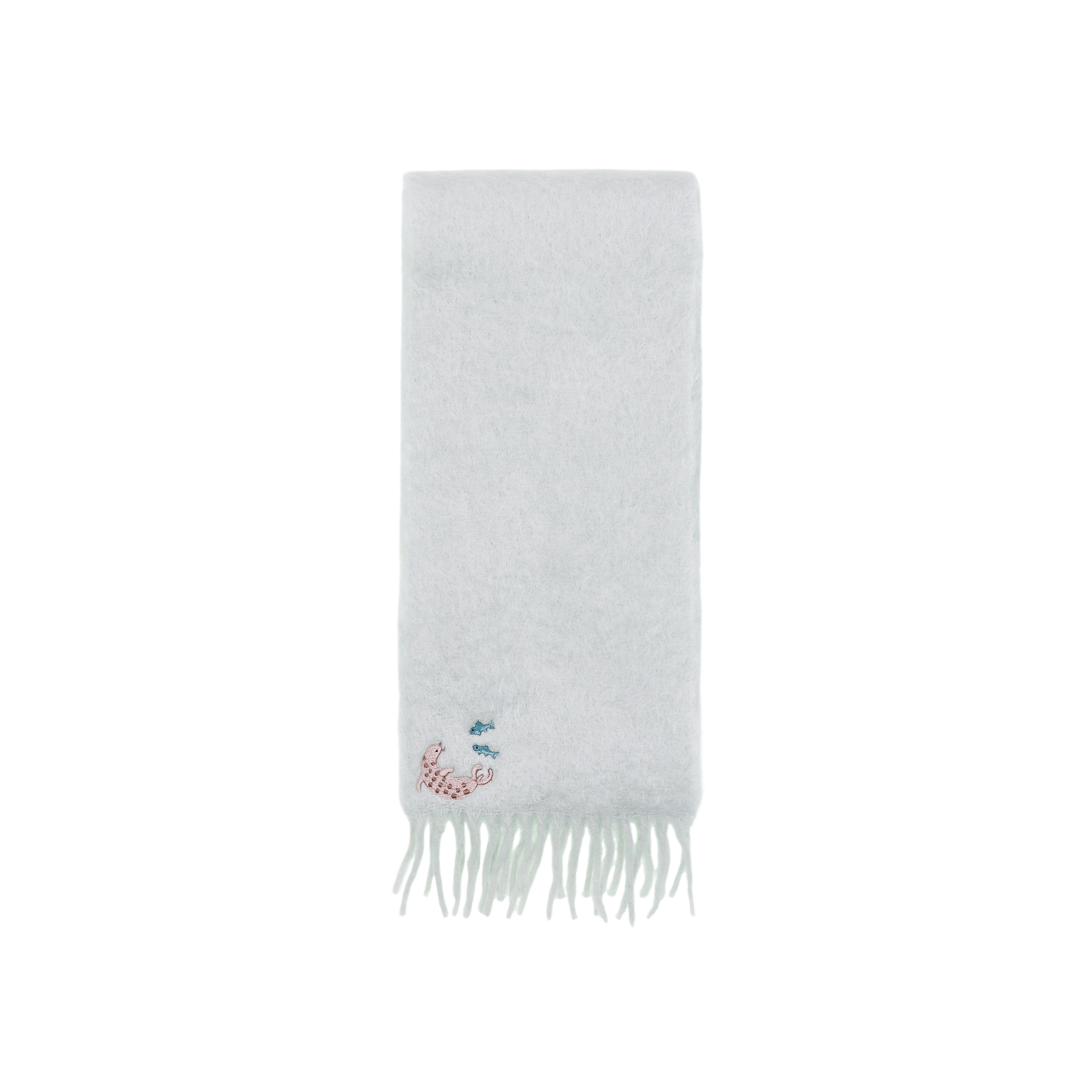 Shop (W) LOEWE x 藤田嗣治 企鵝羊毛圍巾 灰藍色. F811257-X46